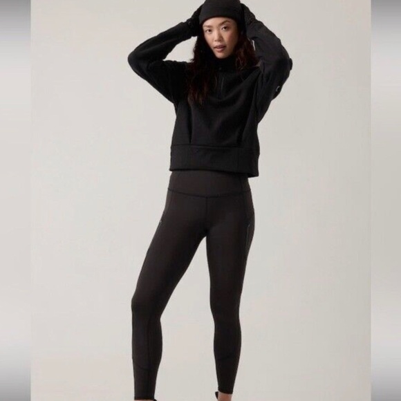 NWT Athleta Altitude Polartec Half Zip Sweatshirt Black 1x 2x - Picture 2 of 6